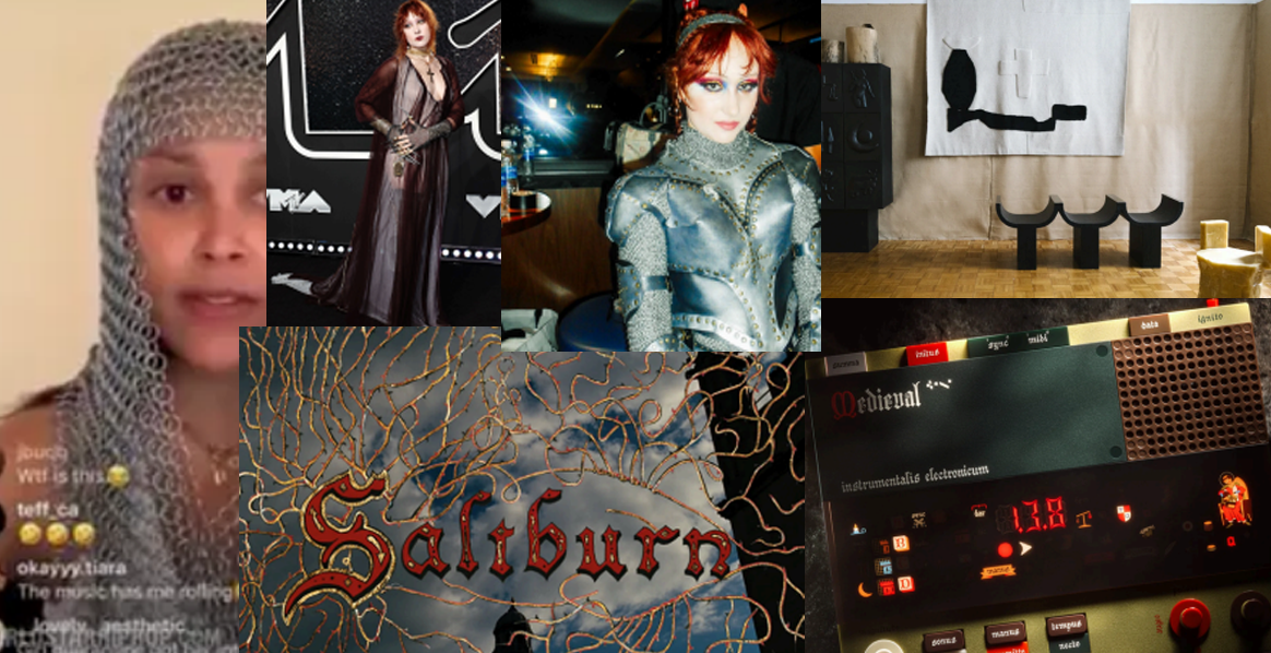 A moodboard showing medieval aesthetics in modern pop culture.