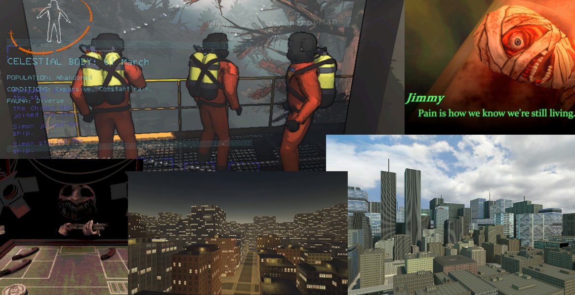 A collage of inspirations for the game's PSX Gmod aesthetic.